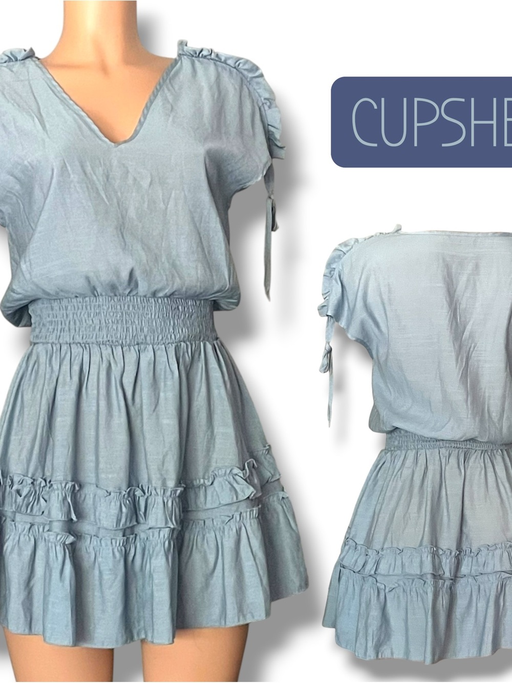Cupshe Light Blue Ruffle Tiered Mini Dress